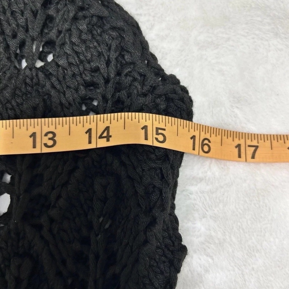 New Zara Boho Open Crochet Fringe Hem Black Festival Top Women's Size Medium - Picture 6 of 7